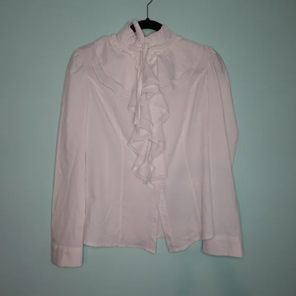 White Ribbon Ruffle Shirt - Picture 2 of 5